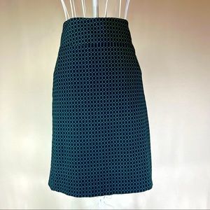 Navy and Green Stretchy Cotton Skirt